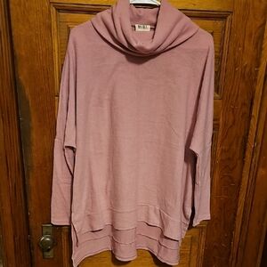 BiBi Women's Soft Mauvey Pinky Cowl Turtle Neck Sweater Sm Oversized